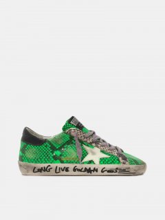 Super-Star golden goose sneakers in two-tone snake-print leather