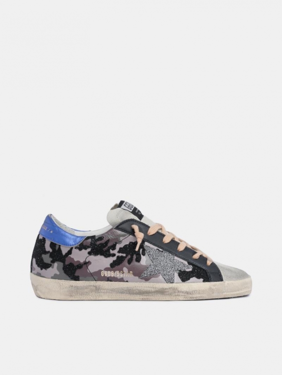 Camouflage Super-Star golden goose sneakers with glitter