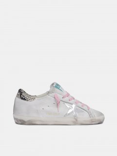White Super-Star golden goose sneakers with snake-print heel tab