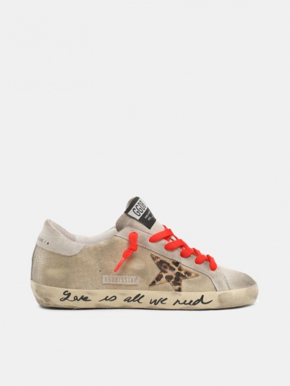 Golden Super-Star golden goose sneakers with checkered pattern a