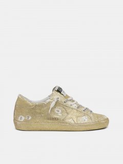 Sparkling Super-Star golden goose sneakers with gold glitter and