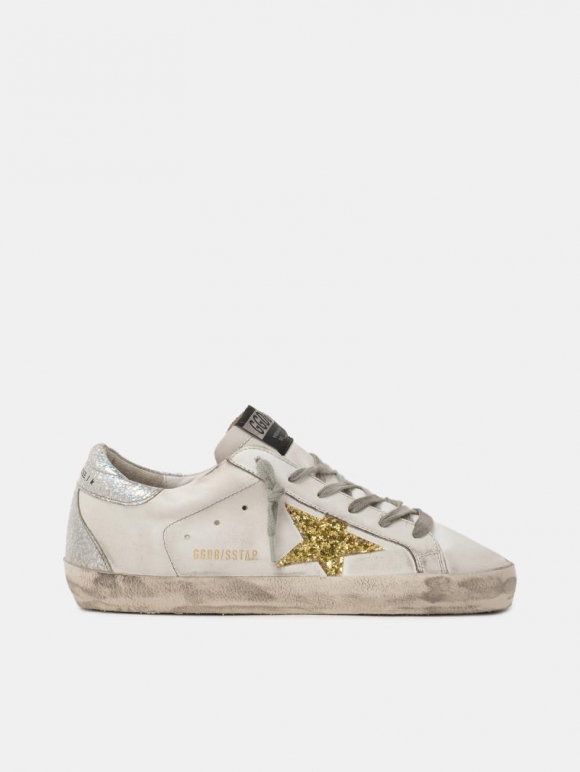 Super-Star golden goose sneakers with glitter star and heel tab