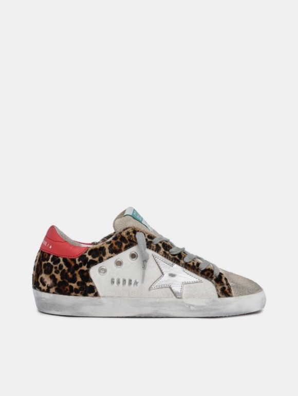 Super-Star golden goose sneakers in leopard-print pony skin with
