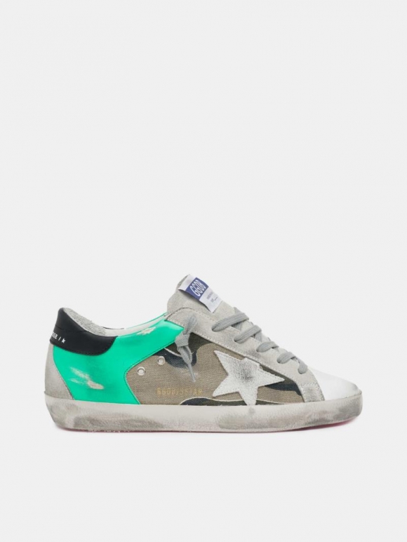 Super-Star golden goose sneakers with camouflage print and white
