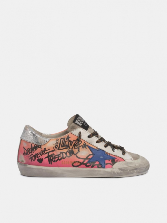 Shaded pink Super-Star golden goose sneakers with metallic silve