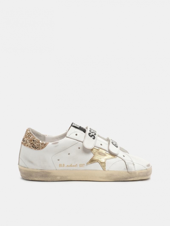 Old School golden goose sneakers with gold laminated leather sta