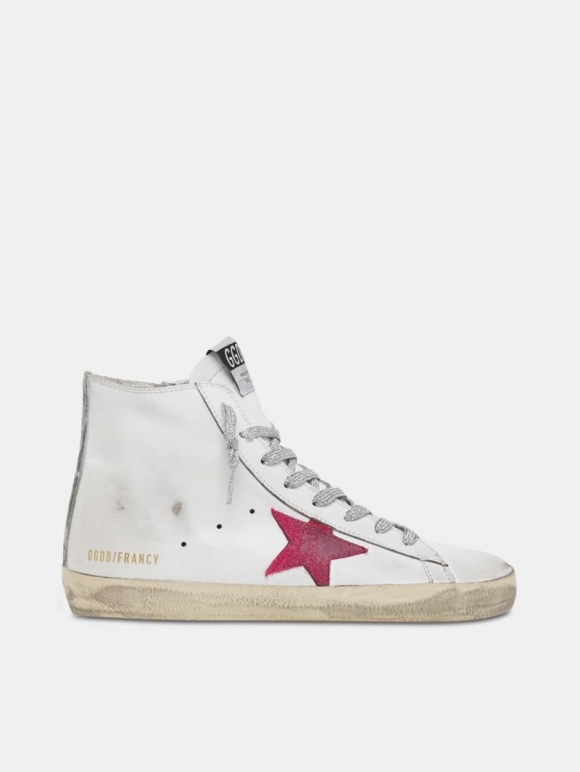 Francy golden goose sneakers with red star and camouflage insert
