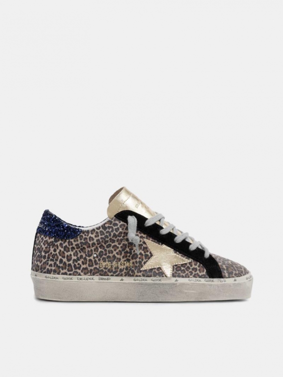 Hi Star golden goose sneakers in suede with leopard print and gl