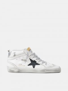 Mid-Star golden goose sneakers with laminated heel tab and glitt