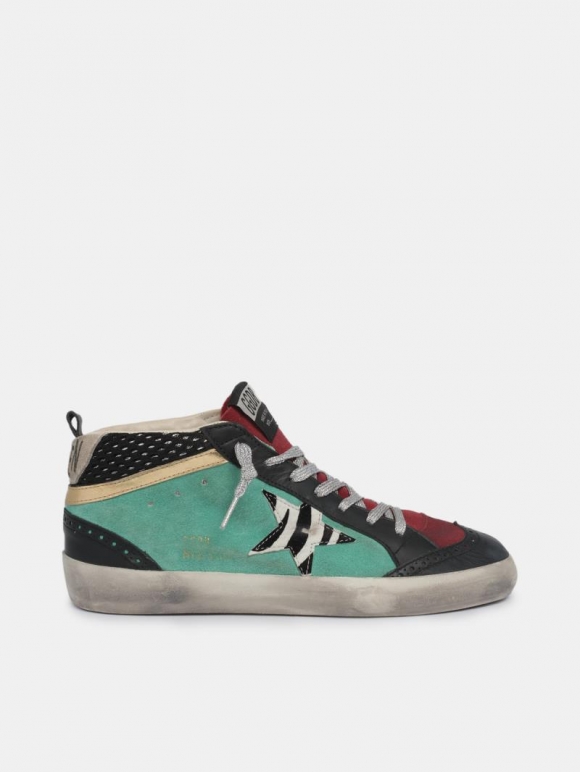 Mid Star golden goose sneakers with aqua green suede upper and