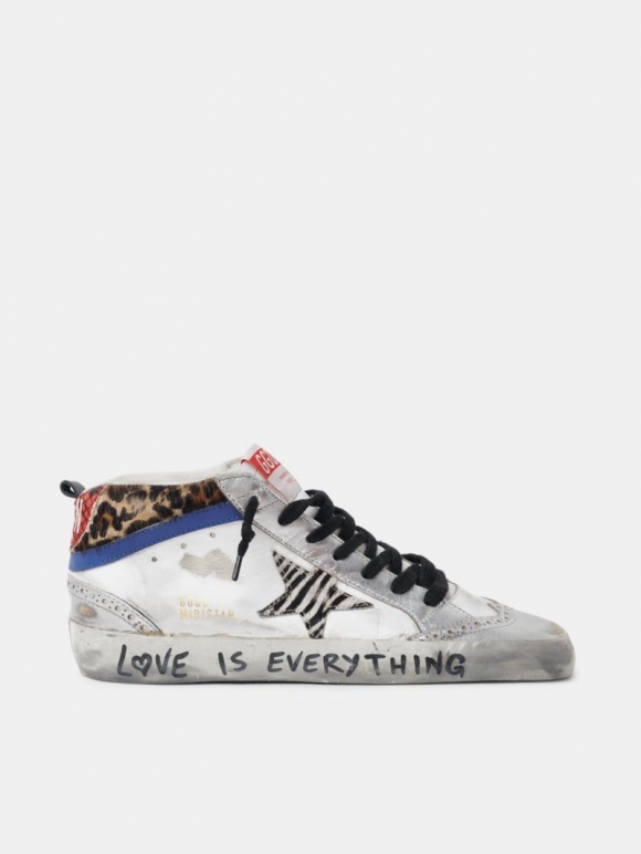 Mid Star golden goose sneakers with animal-print details and han