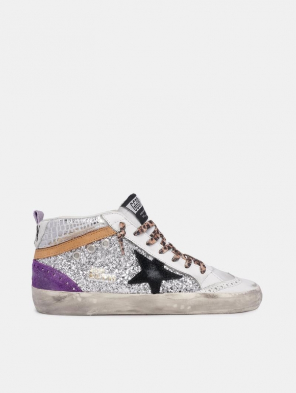 Silver Mid Star golden goose sneakers with glitter