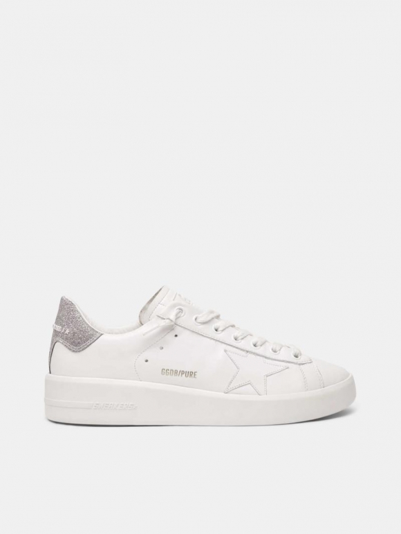 Purestar golden goose sneakers with glittery silver heel tab