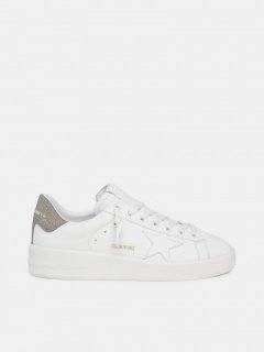 Purestar golden goose sneakers in white leather with champagne g