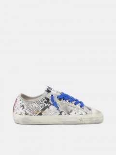 V-Star golden goose sneakers in snake-print leather with fuchsia