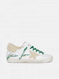 Super-Star golden goose sneakers with lettering and shearling in