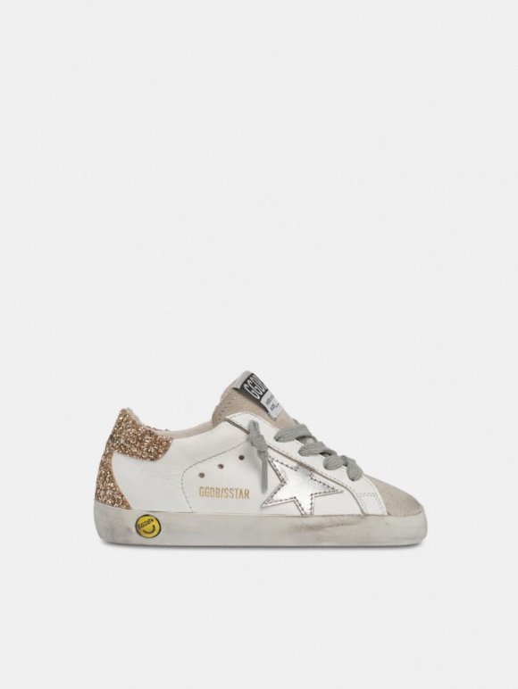 Super-Star golden goose sneakers with gold glitter heel tab and