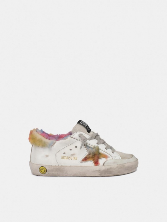 Super-Star golden goose sneakers with rainbow shearling inserts