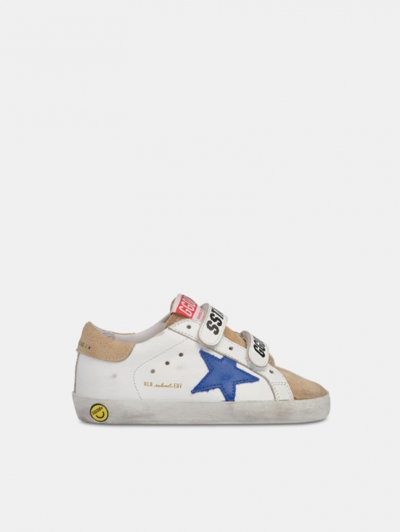 Old School golden goose sneakers with Velcro fastening and blue