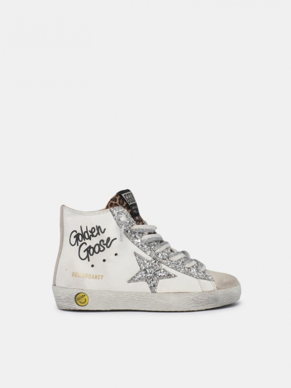 Francy golden goose sneakers with leopard-print insert and two-t